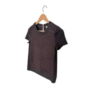 Banana Republic Classic Black Short Sleeve Top with Lace Inset Front, Size XS